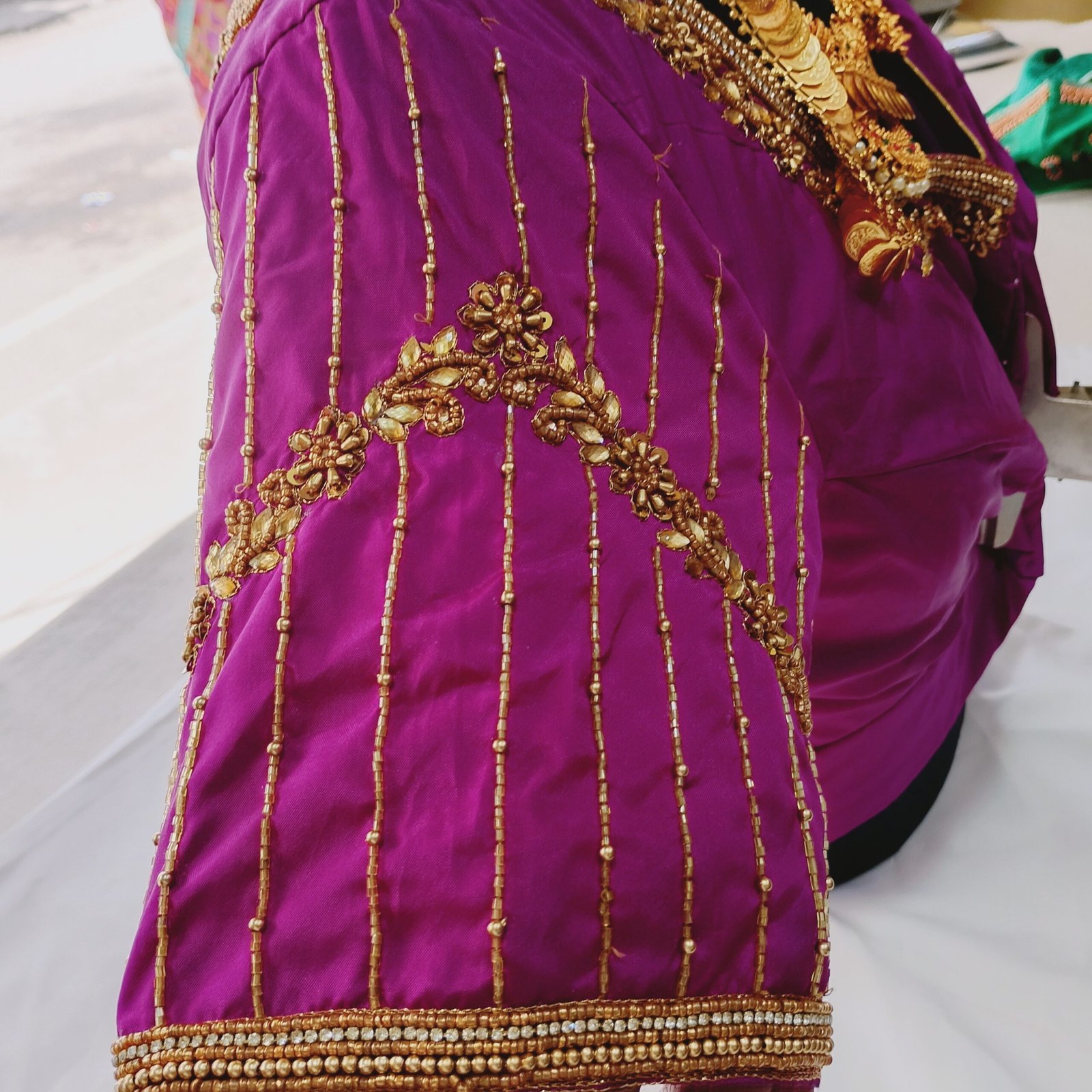 Designer Unstitched Blouse with Heavy hand embroidery - Image 5