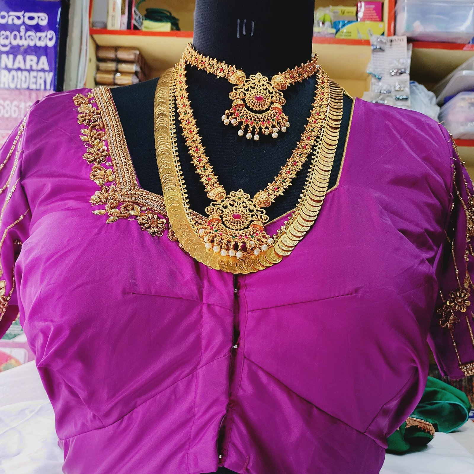 Designer Unstitched Blouse with Heavy hand embroidery - Image 7