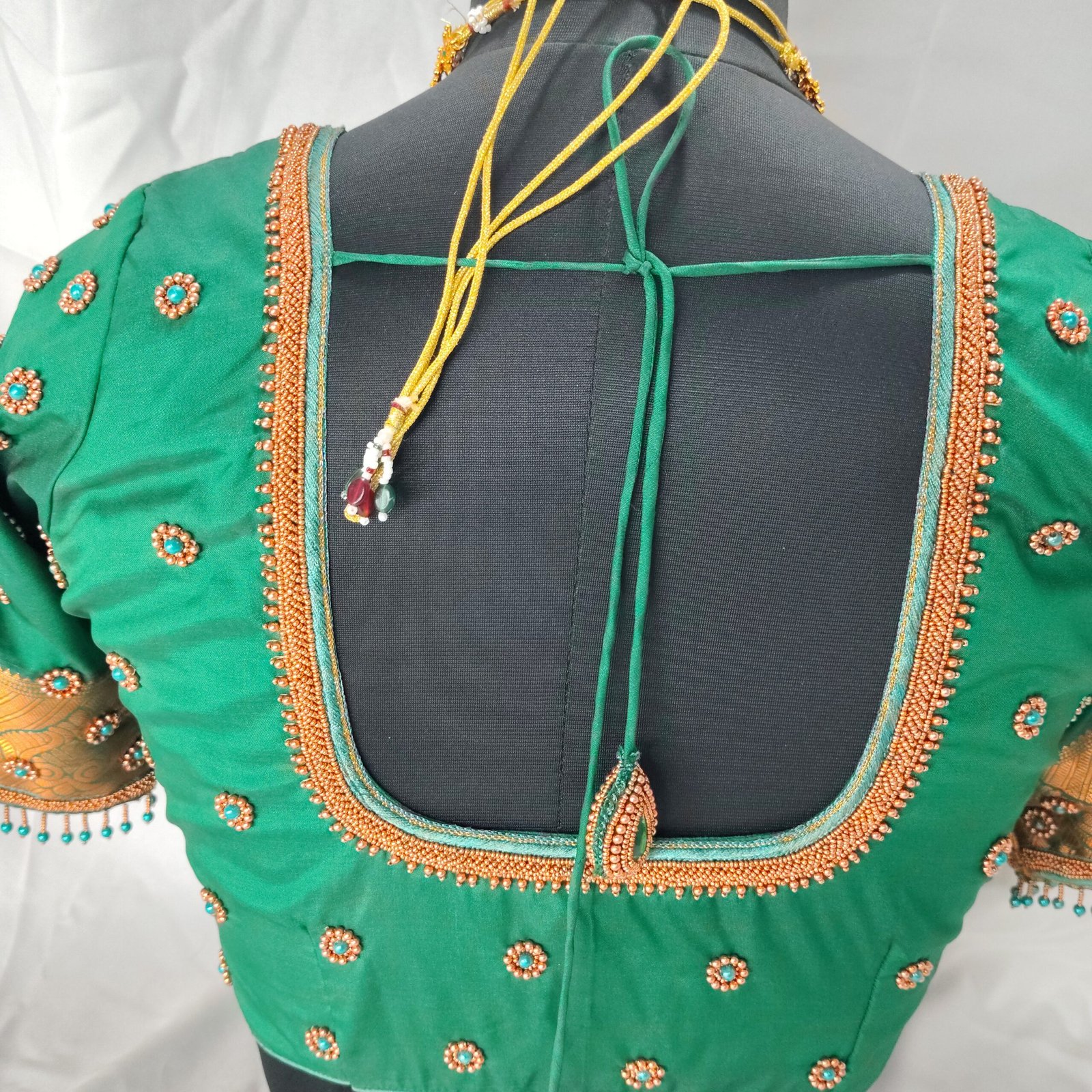 Emerald Elegance Hand Embroidered Blouse - Image 2